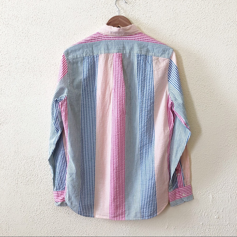 NWT J. Crew Multicolor Seersucker Slim Fit Shirt in Stripe S - Picture 3 of 3